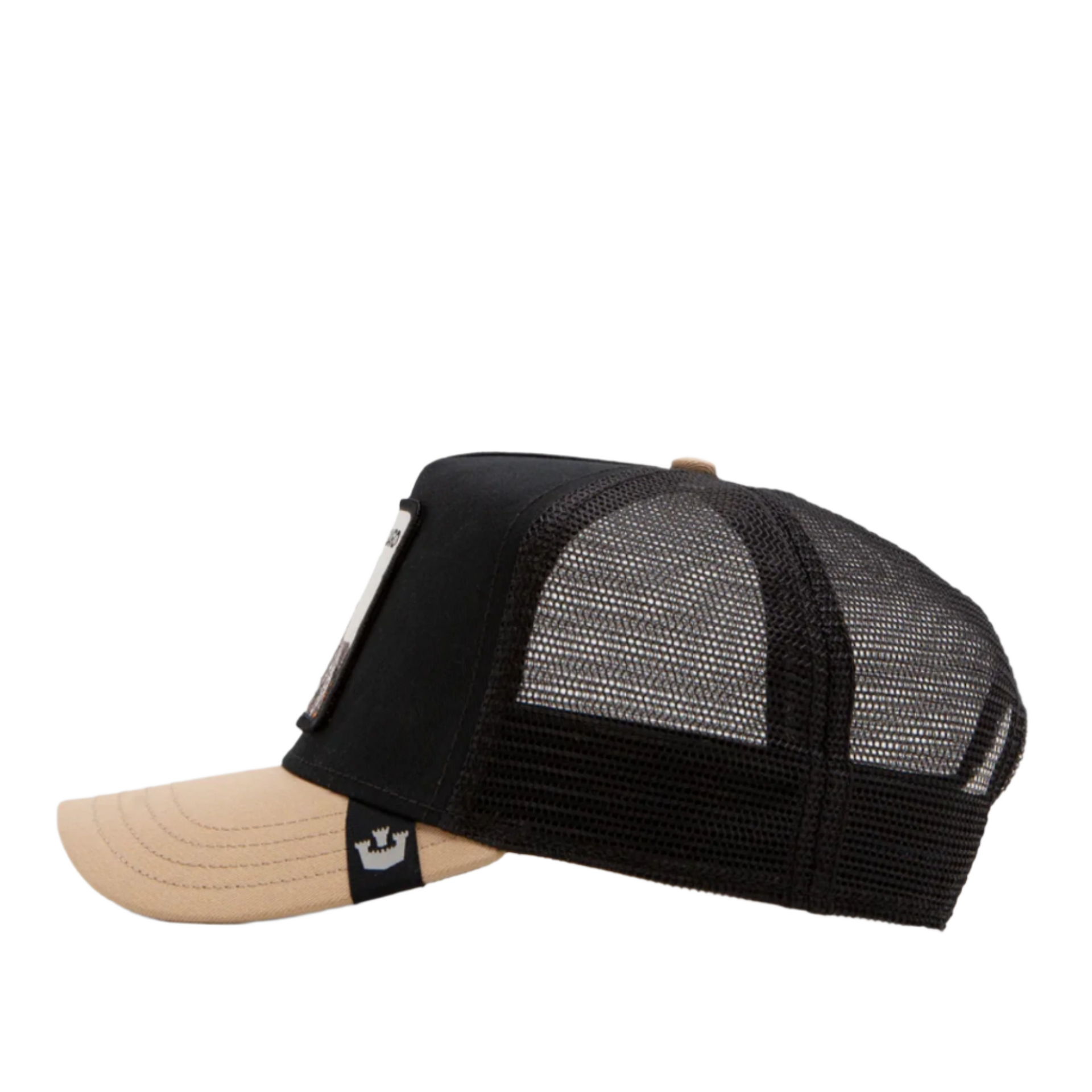 side of Goorin Bros The Guard Dog Black Trucker Mesh Snapback Hat