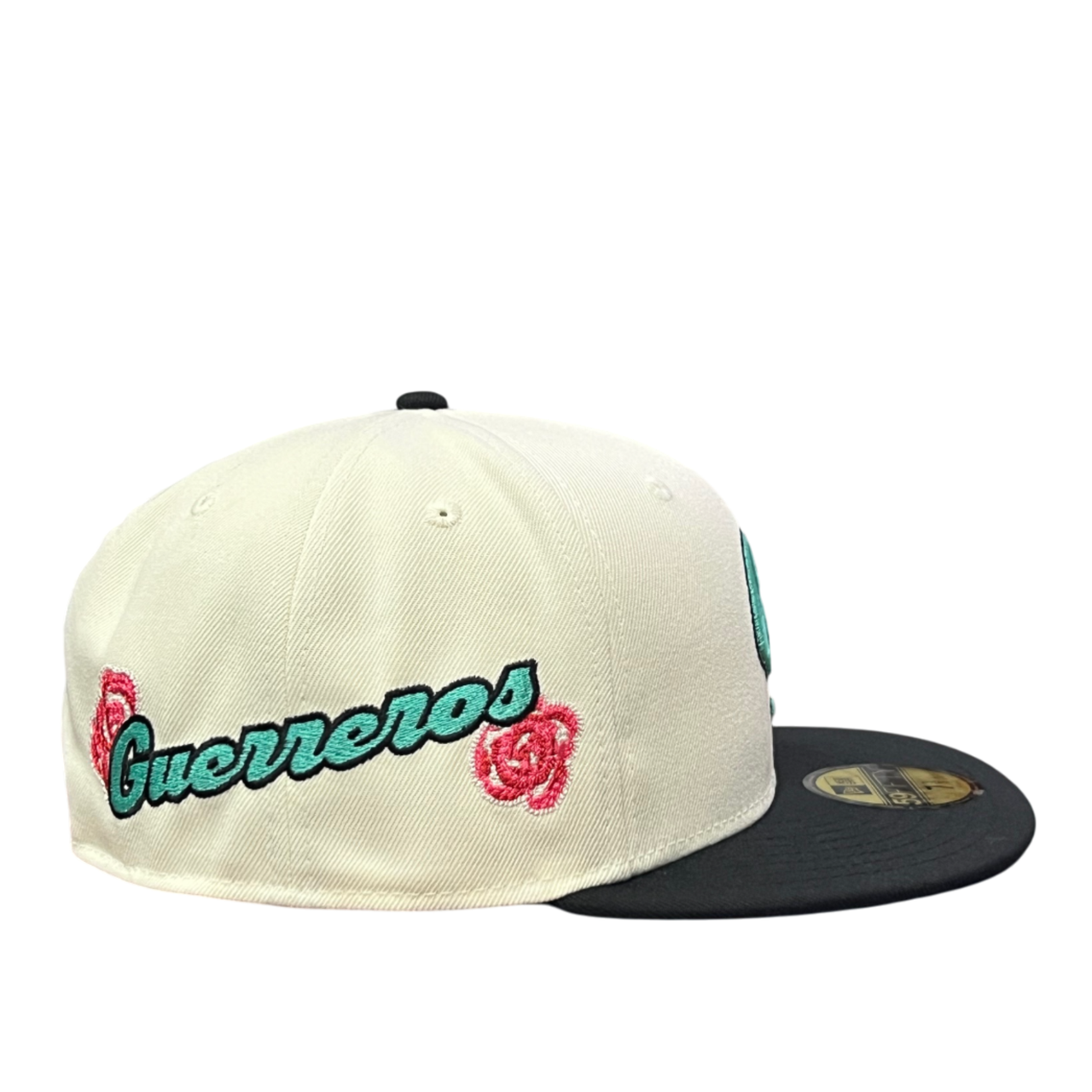 side of LMB Guerreros de Oaxaca Chrome Black Rose 59FIFTY Fitted Hat