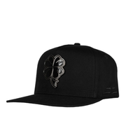 Black JC Black on Black Metal Trebol Logo Snapback Cap