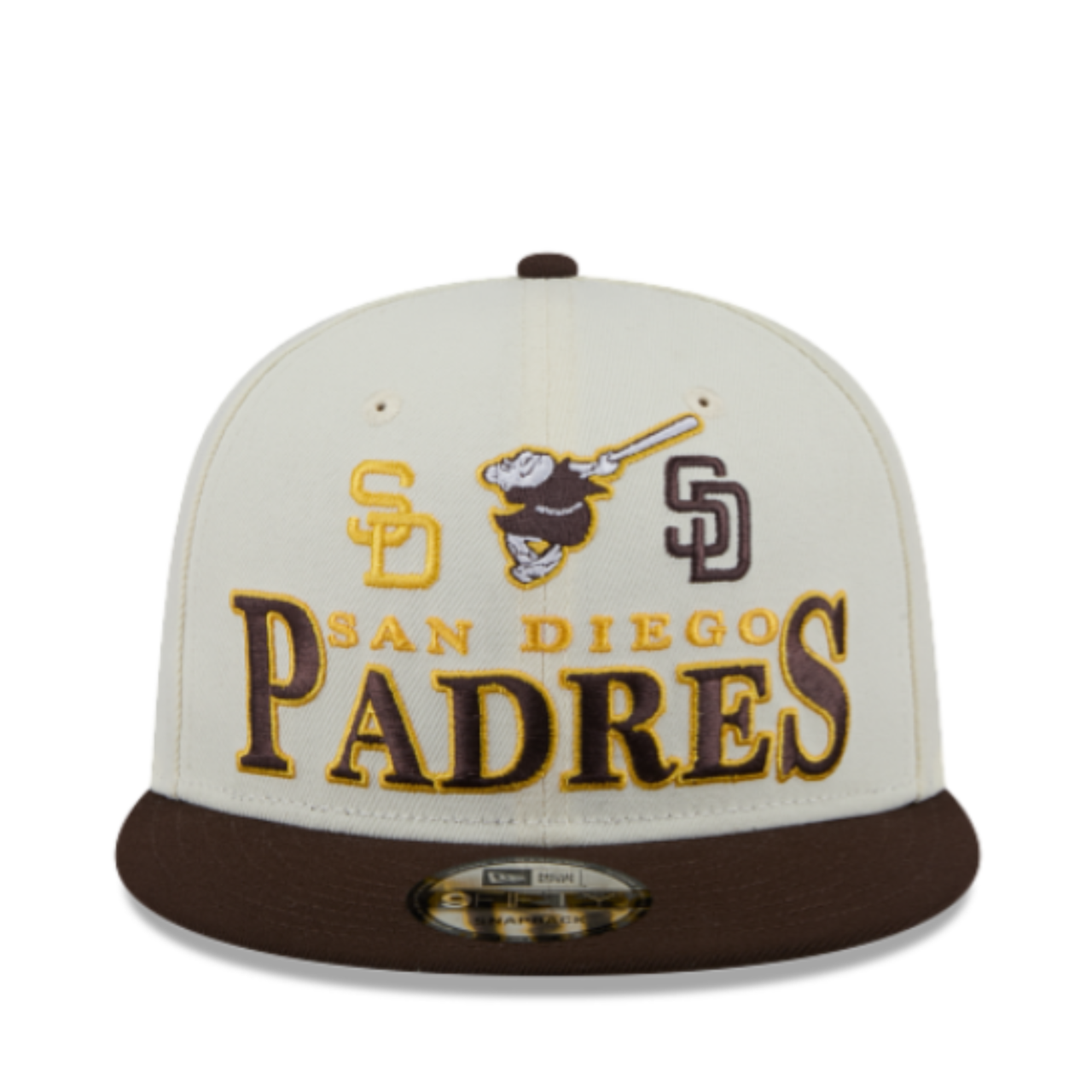 Front of New Era San Diego Padres Chrome Brown 9FIFTY Snapback Hat