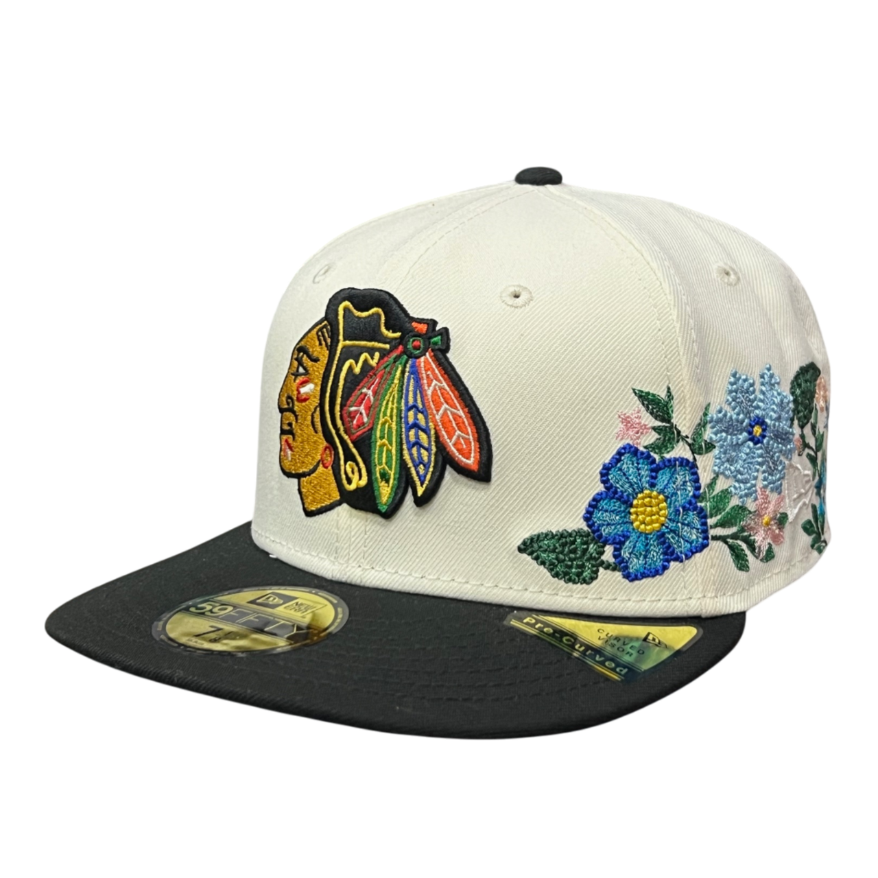 Chicago Blackhawks Tonal Florals Chrome Black 59FIFTY Fitted Hat