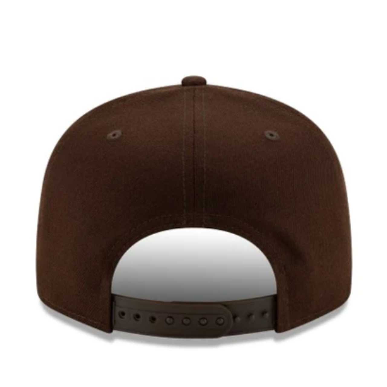 Back of New Era MLB San Diego Padres SD Brown/Yellow 9FIFTY Snapback Hat