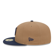 New Era City Connect Los Angeles Dodgers LA Khaki/Navy 2 Tone 59Fifty Fitted Hat Logo Side