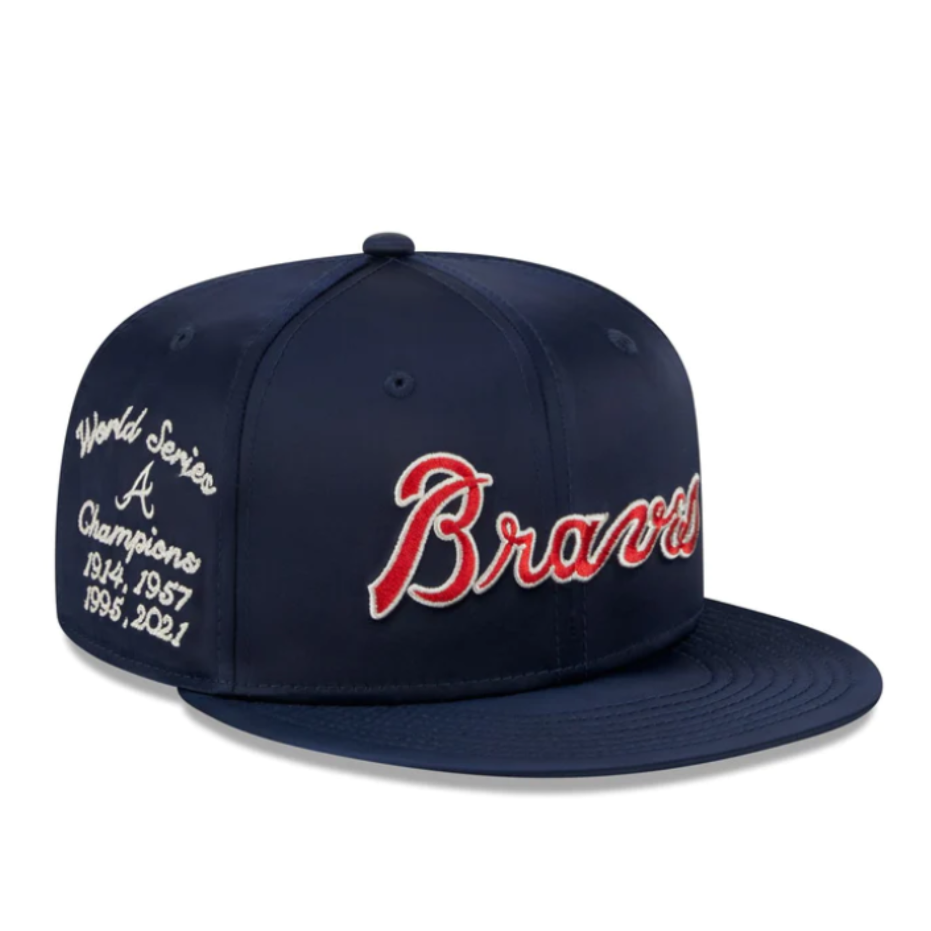 NewEra MLB Atlanta Braves Satin Script 9FIFTY Snapback cap.