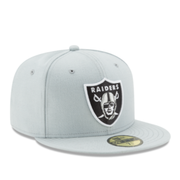 New Era NFL Las Vegas Raiders Snow Grey Black Logo 59Fifty Fitted Hat Side