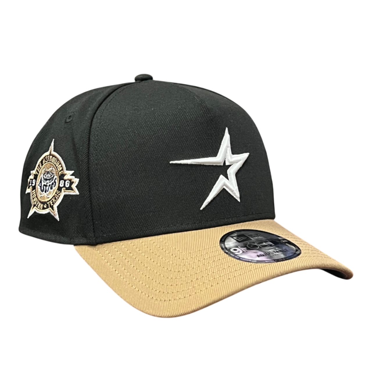 New Era Houston Astros Cooperstown Black Khaki 1986 9FORTY A-Frame Snapback
