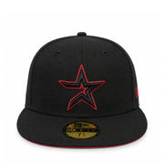 New Era Houston Astros Black Red Star 59FIFTY Fitted Hat front view