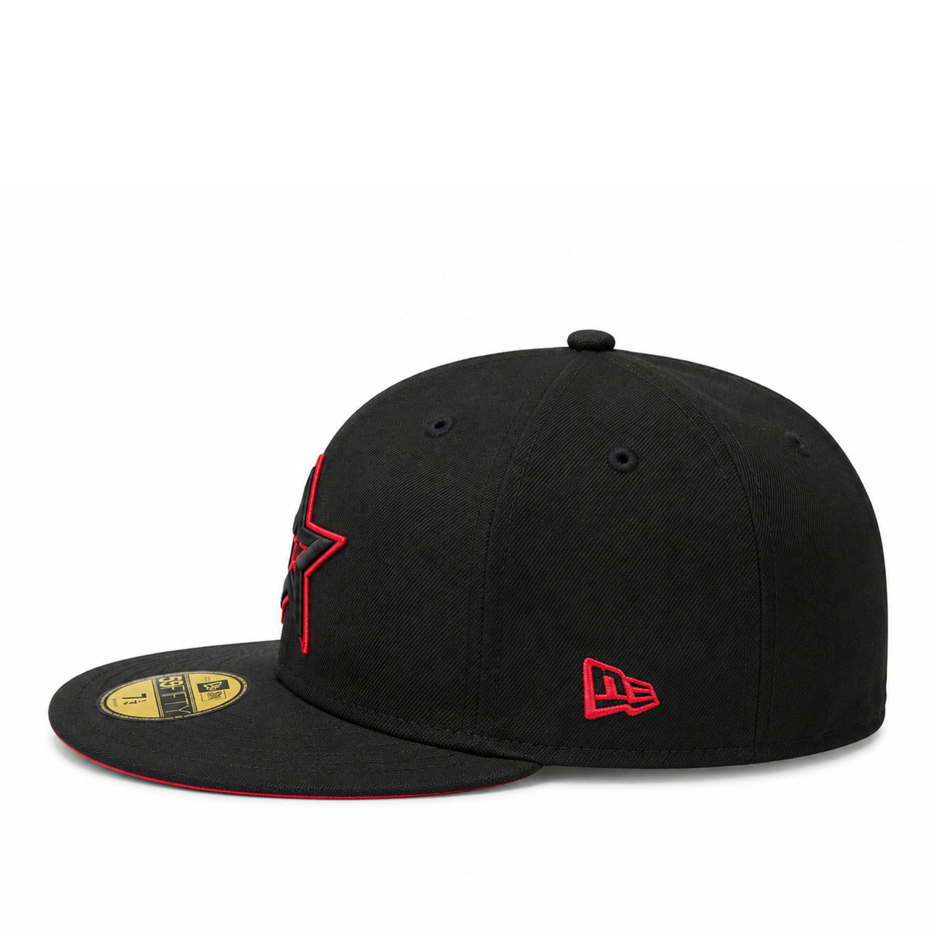 New Era Houston Astros Black Red Star 59FIFTY Fitted Hat side view