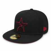 New Era Houston Astros Black Red Star 59FIFTY Fitted Hat front angle view