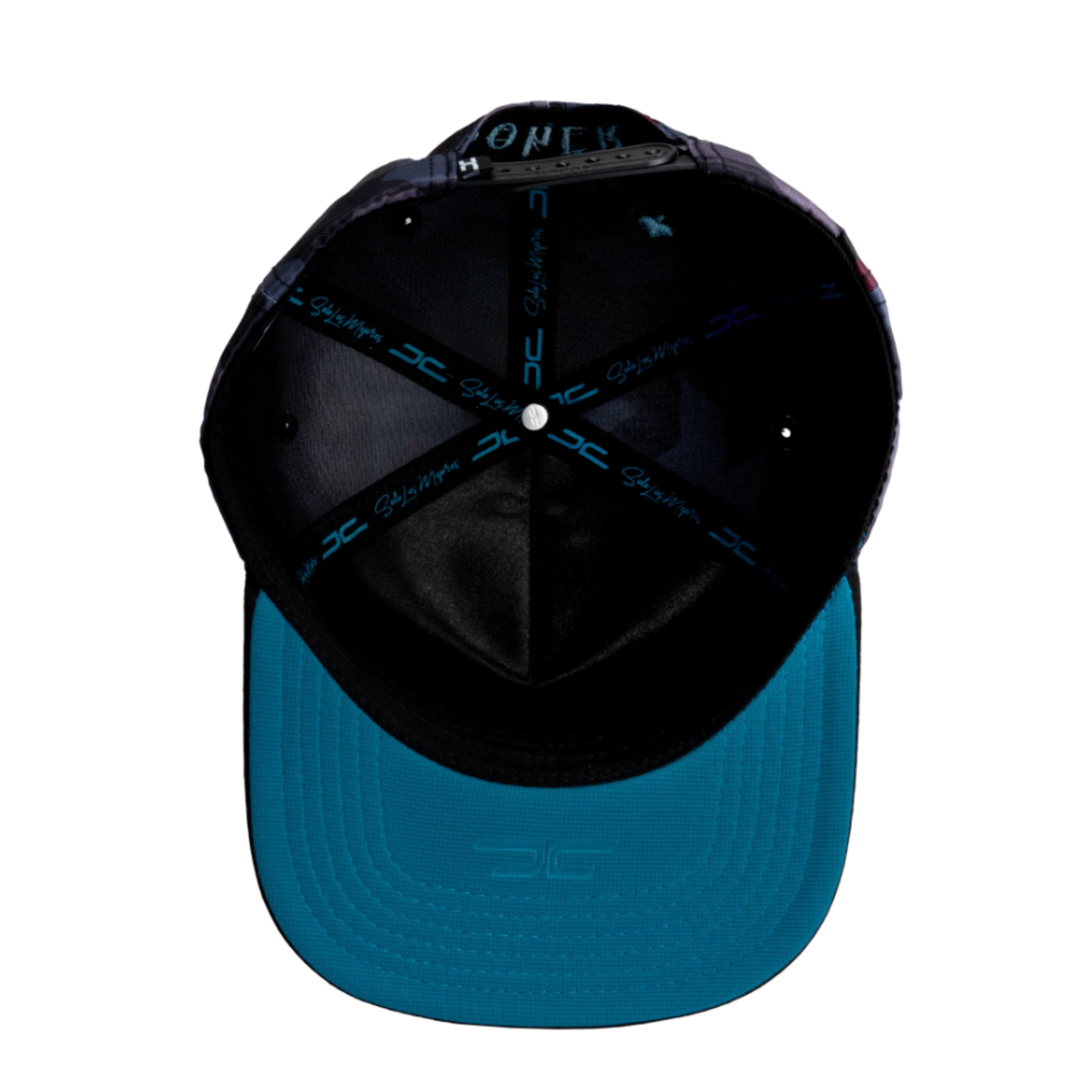 JC Poker Camo Aqua Snapback Hat Blue Under Visor