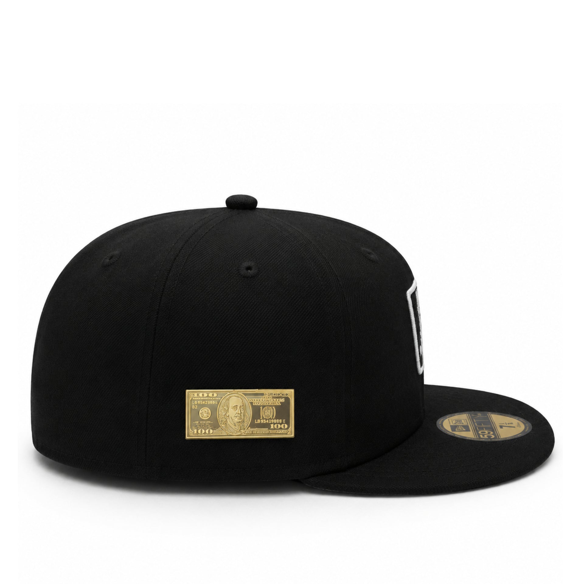 $100 Gold Hat Pin on the hat view