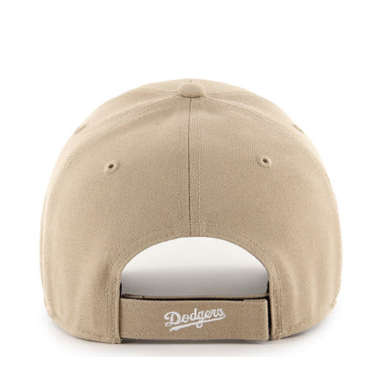 Back of 47 Brand Los Angeles Dodgers Khaki MVP Adjustable Velcro Hat