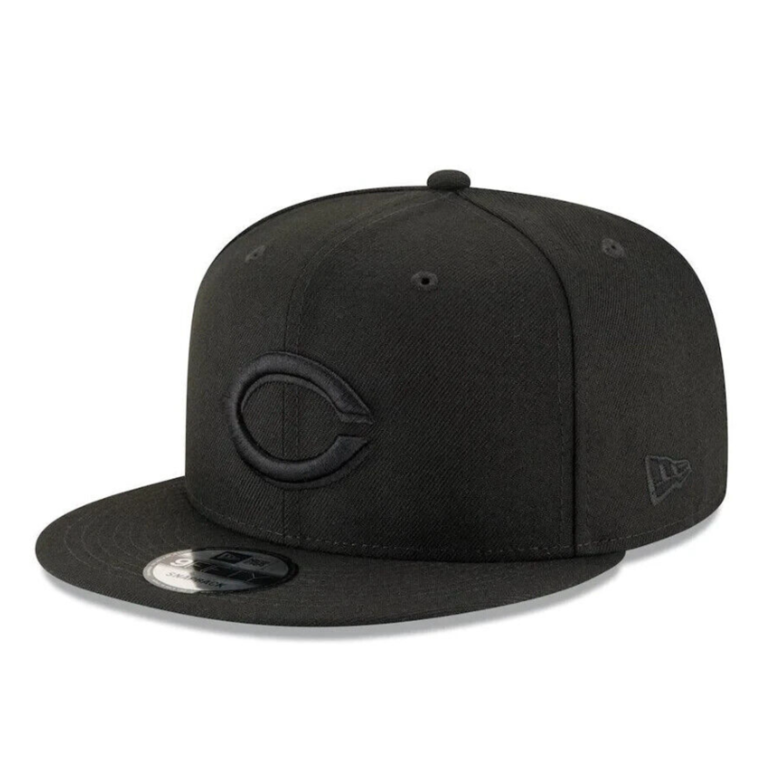 New Era MLB Cincinnati Reds C All Black 9FIFTY Snapback cap.