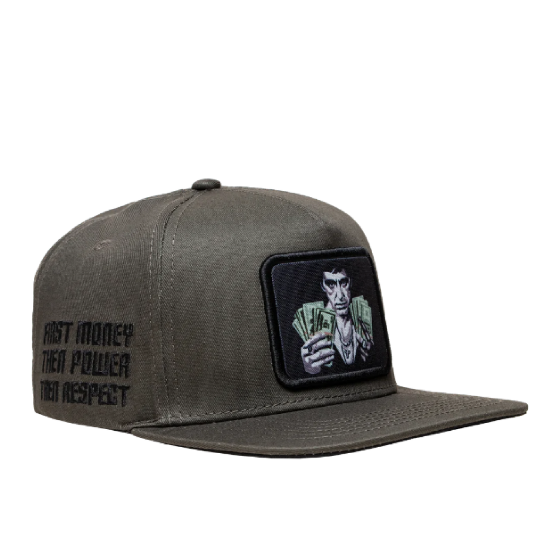 JC Hat Scarface with cash charcoal grey snapback