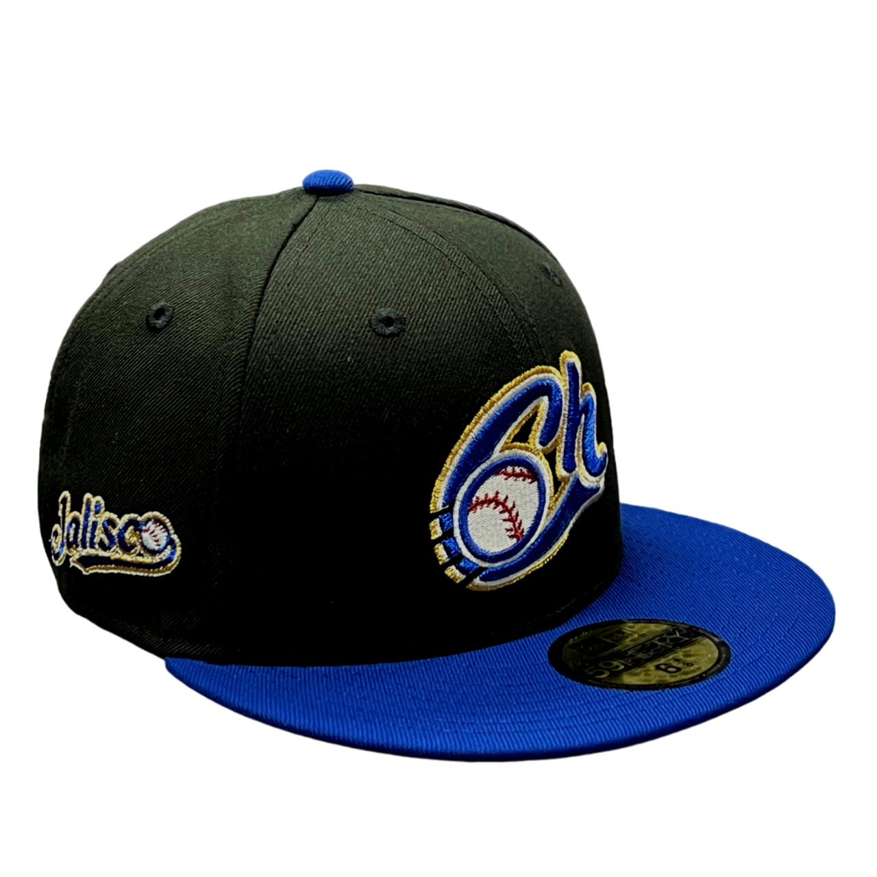 Charros De Jalisco New Era Fitted Black and Blue 2 Tone Cap with Blue Brim.