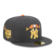 Side View of New Era New York Yankees Day of the Dead Graphite 59FIFTY Fitted Hat