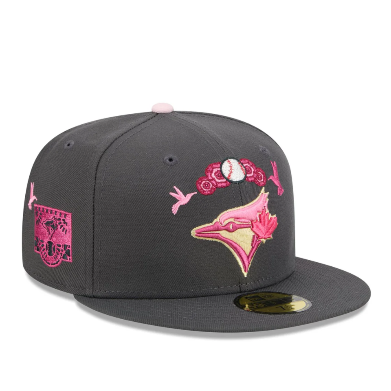 Side View of New Era Toronto Blue Jays Day of the Dead Graphite 59FIFTY Fitted Hat