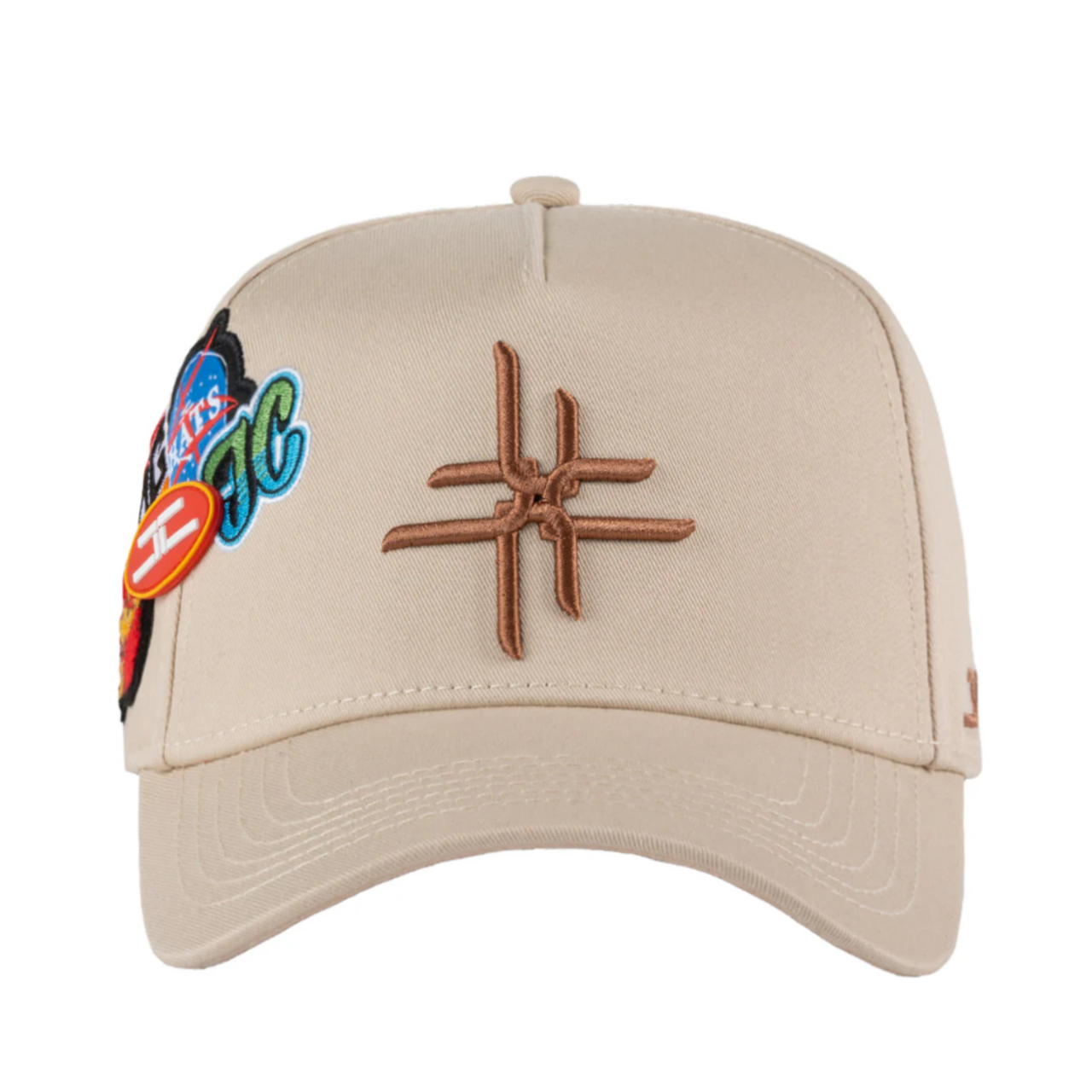 JC brand beige double curved men's snapback