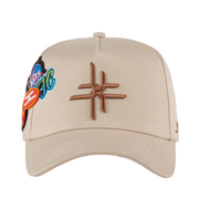 JC brand beige double curved men's snapback