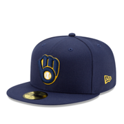 New Era Milwaukee Brewers Glove Navy Authentic Collection 59FIFTY Fitted Hat