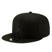 New Era MLB Miami Marlins M All Black 9FIFTY Snapback Hat