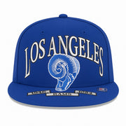 Front View of New Era NFL Los Angeles Rams Blue Oversized Edition 59Fifty Fitted Hat