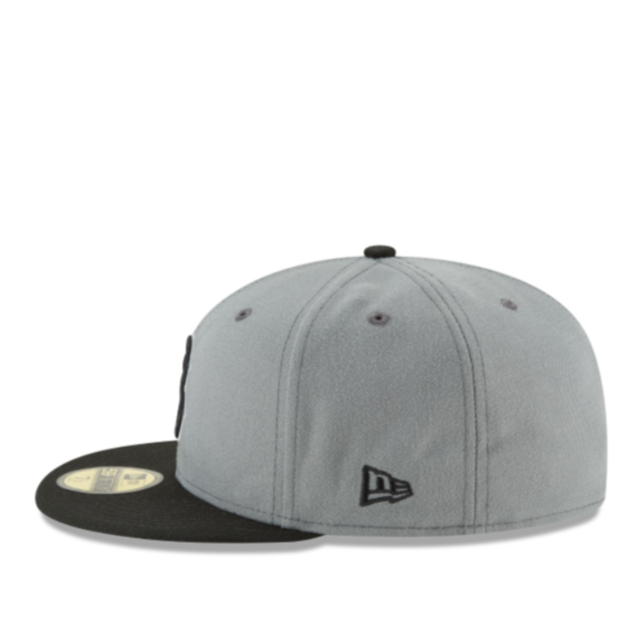 Side View of New Era Boston Red Sox Charcoal Black 2 Tone 59FIFTY Fitted Hat