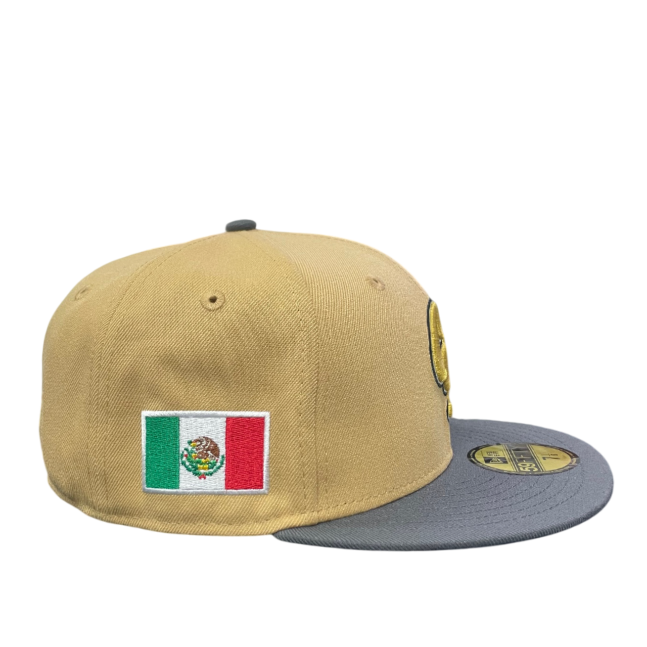 Side of New Era Guerreros de Oaxaca Bronze Dark Gray 2 Tone 59Fifty Fitted Hat