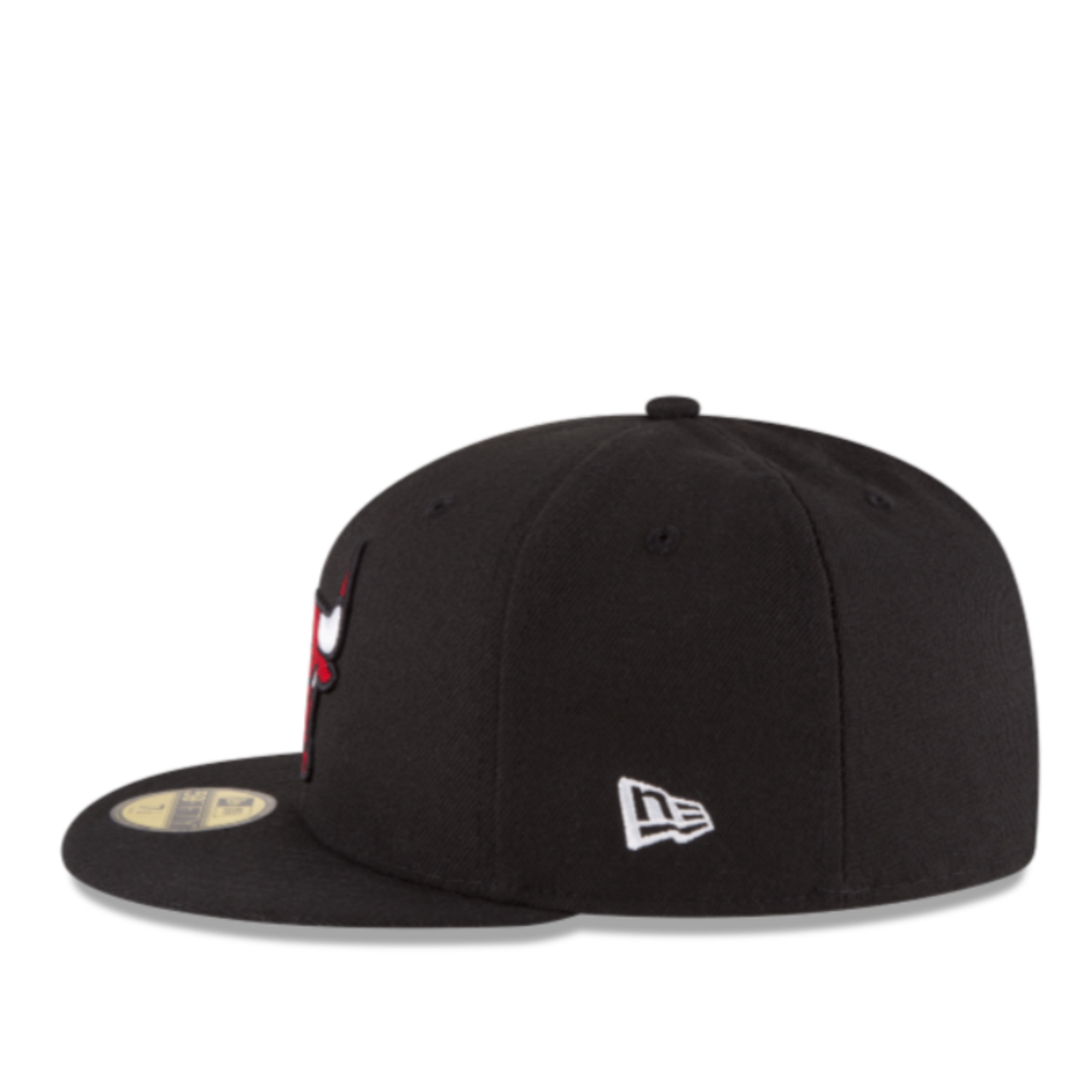 Side View of New Era NBA Chicago Bulls Black 59FIFTY Fitted Hat