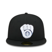 Black Milwaukee Brewers Raceway New Era 59FIFTY Fitted Hat