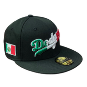 Black Los Angeles Dodgers Fitted Cap with Mexico Flag on the side