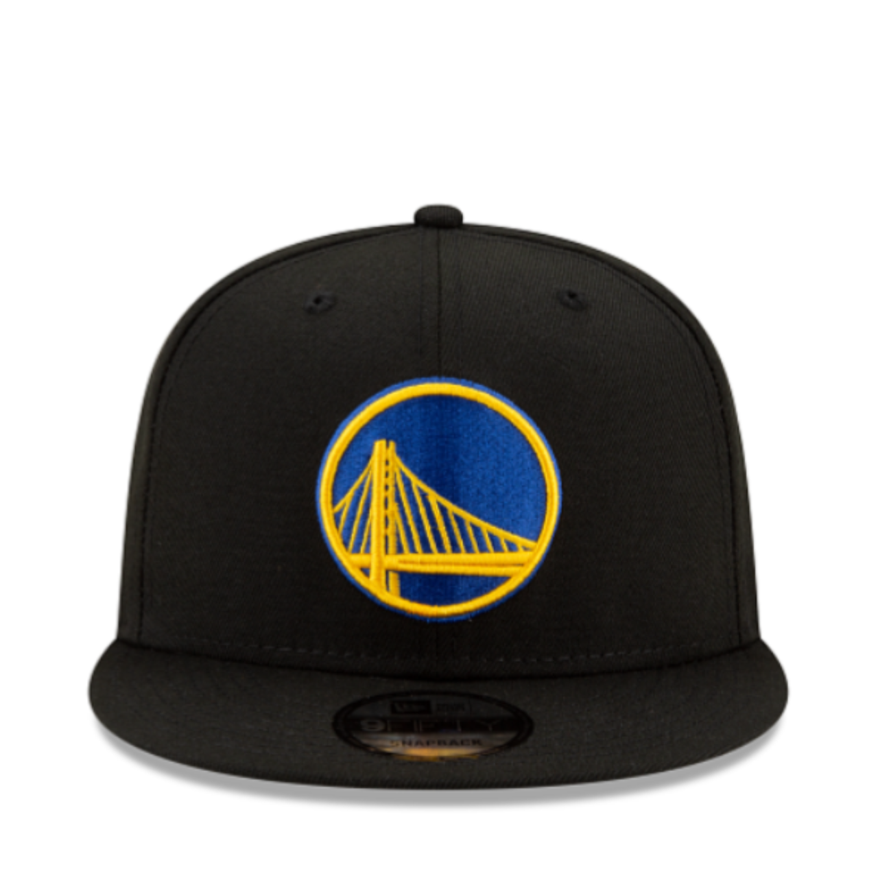 Front View of New Era Golden State Warriors Black 9FIFTY Snapback Hat