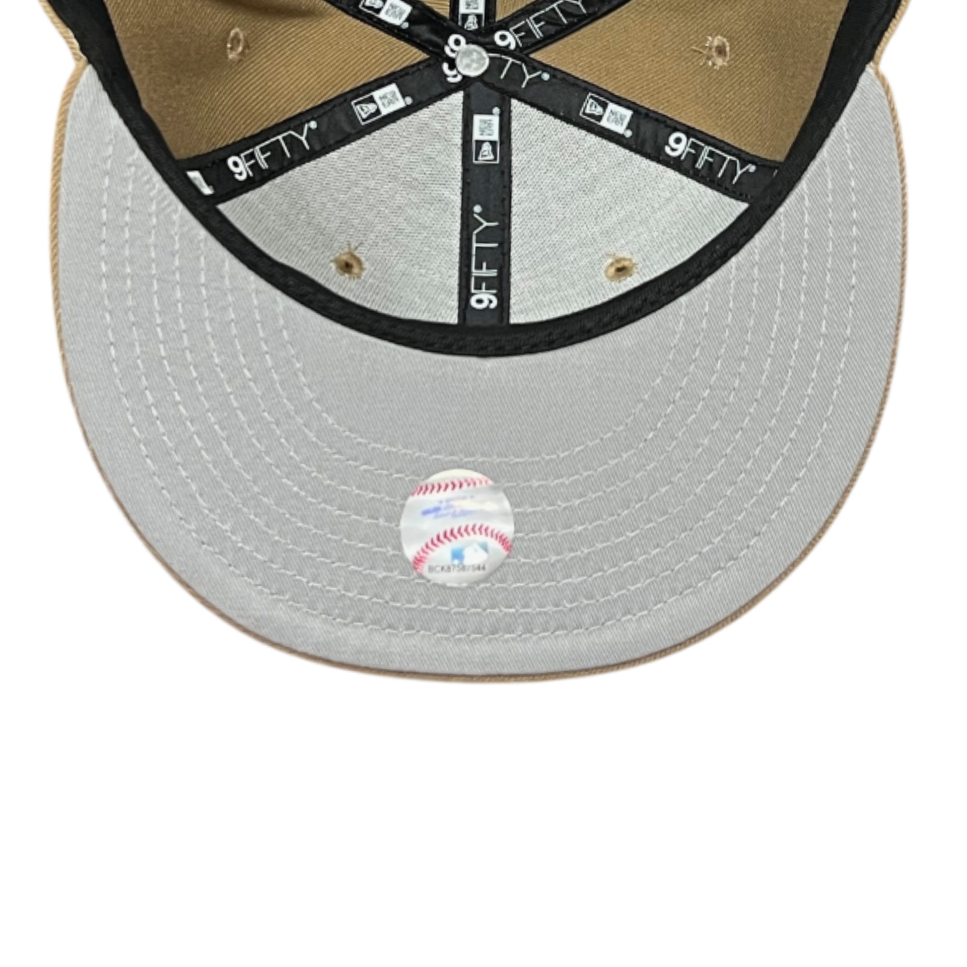 gray bottom of Las Vegas Raiders Khaki 9FIFTY Snapback Hat