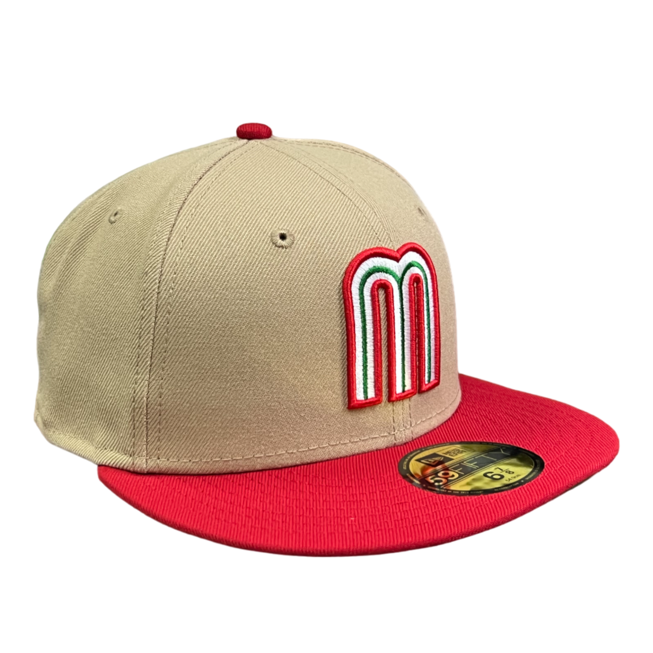 New Era Mexico Baseball Flag Khaki Red 59FIFTY Fitted Hat