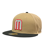left side of Mexico Baseball Flag Khaki Black 59FIFTY Fitted Hat