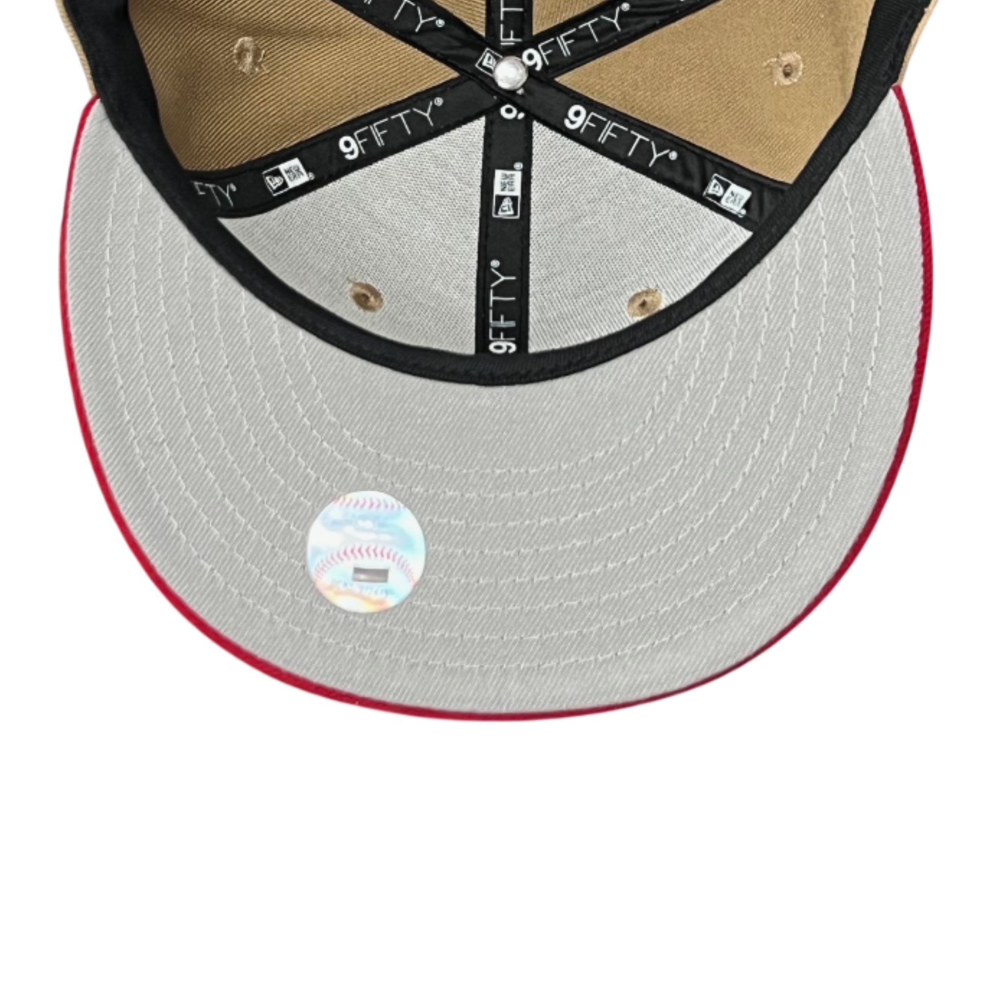 gray under visor of Los Angeles Dodgers Mexico Flag Khaki Red 9FIFTY Snapback