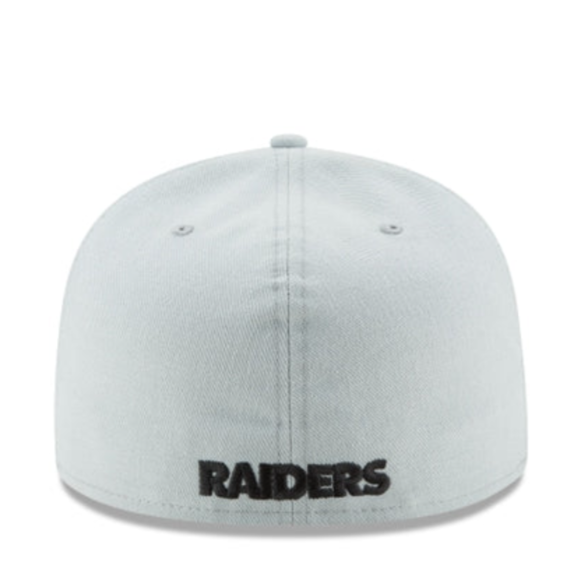 New Era NFL Las Vegas Raiders Snow Grey Black Logo 59Fifty Fitted Hat Back 