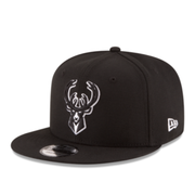 New Era NBA Milwaukee Bucks Black White Outlined 9Fifty Snapback