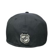 Back of Los Angeles Kings Script Logo Black Silver Outlined 59FIFTY Fitted Hat 