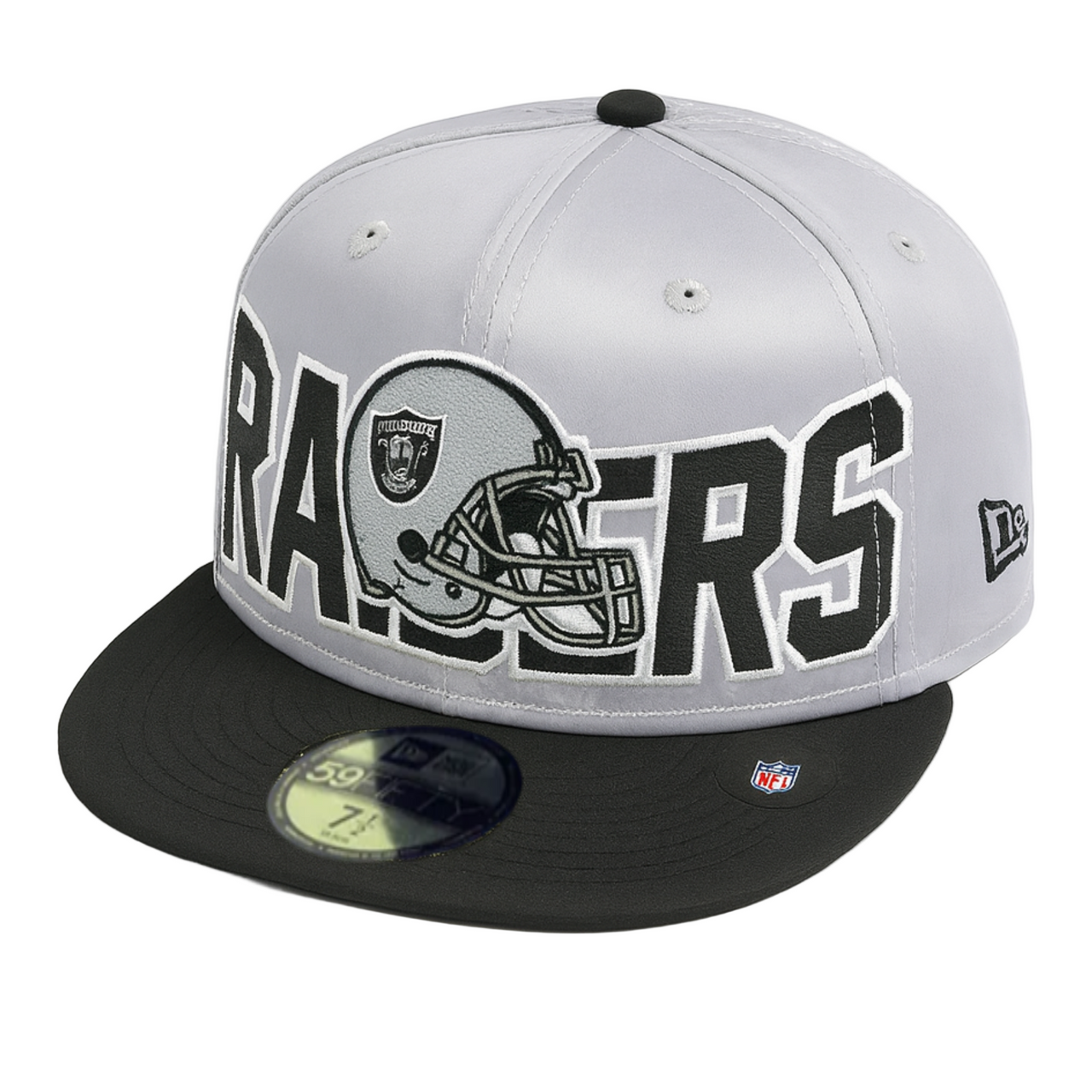 New Era Las Vegas Raiders Satin Gray Black 2 Tone 59Fifty Fitted Hat