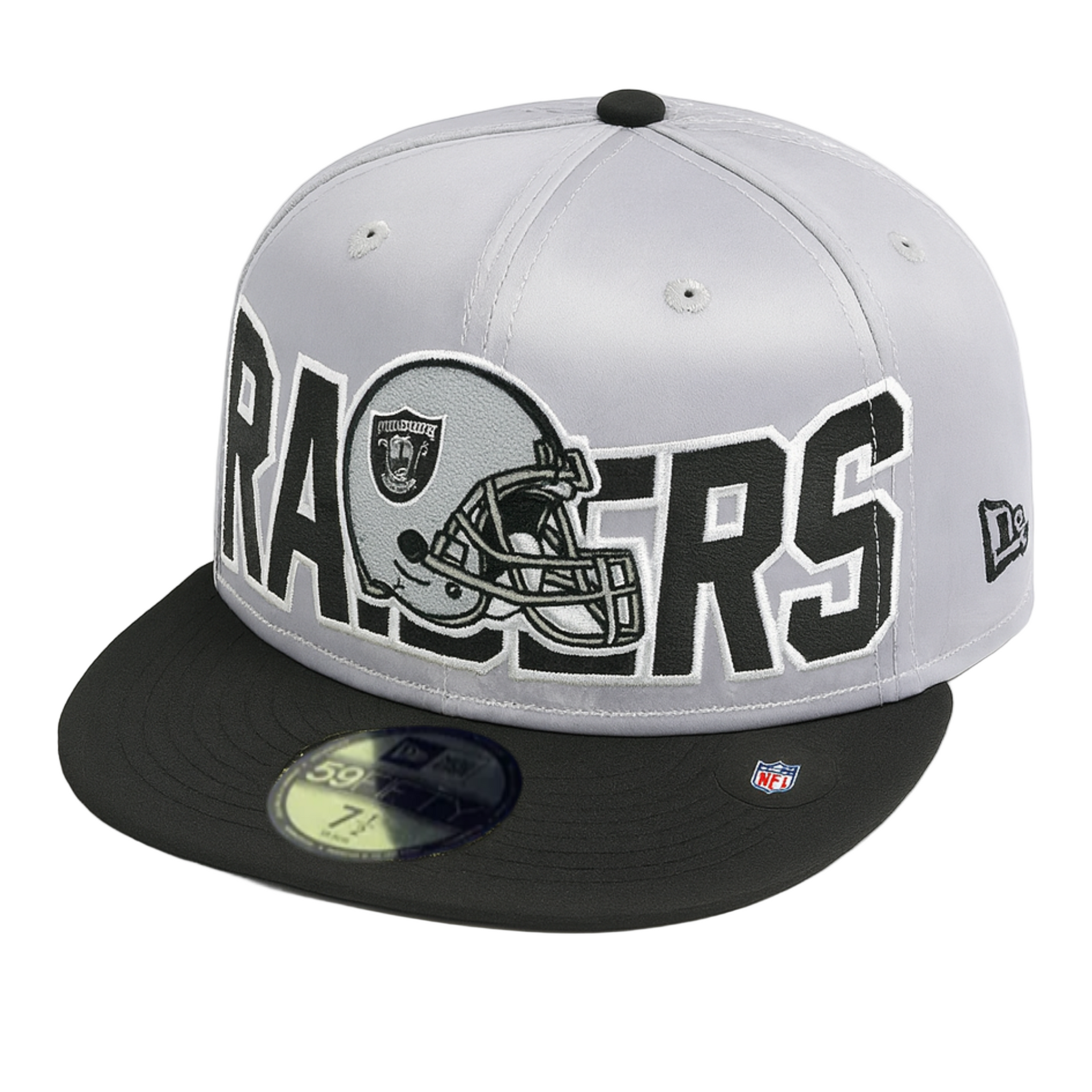 New Era Las Vegas Raiders Satin Gray Black 2 Tone 59Fifty Fitted Hat