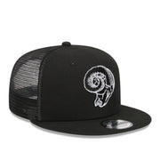 New Era Los Angeles Rams Black White 9FIFTY Trucker Snapback Hat
