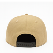 Back of New Era Los Angeles Dodgers Khaki Black 9FIFTY Snapback Hat
