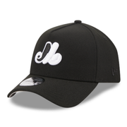 New Era Montreal Expos Black White 9FORTY A-Frame  Snapback Hat