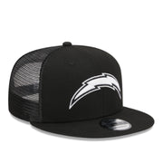 New Era Los Angeles Chargers Black White 9FIFTY Trucker Snapback Hat
