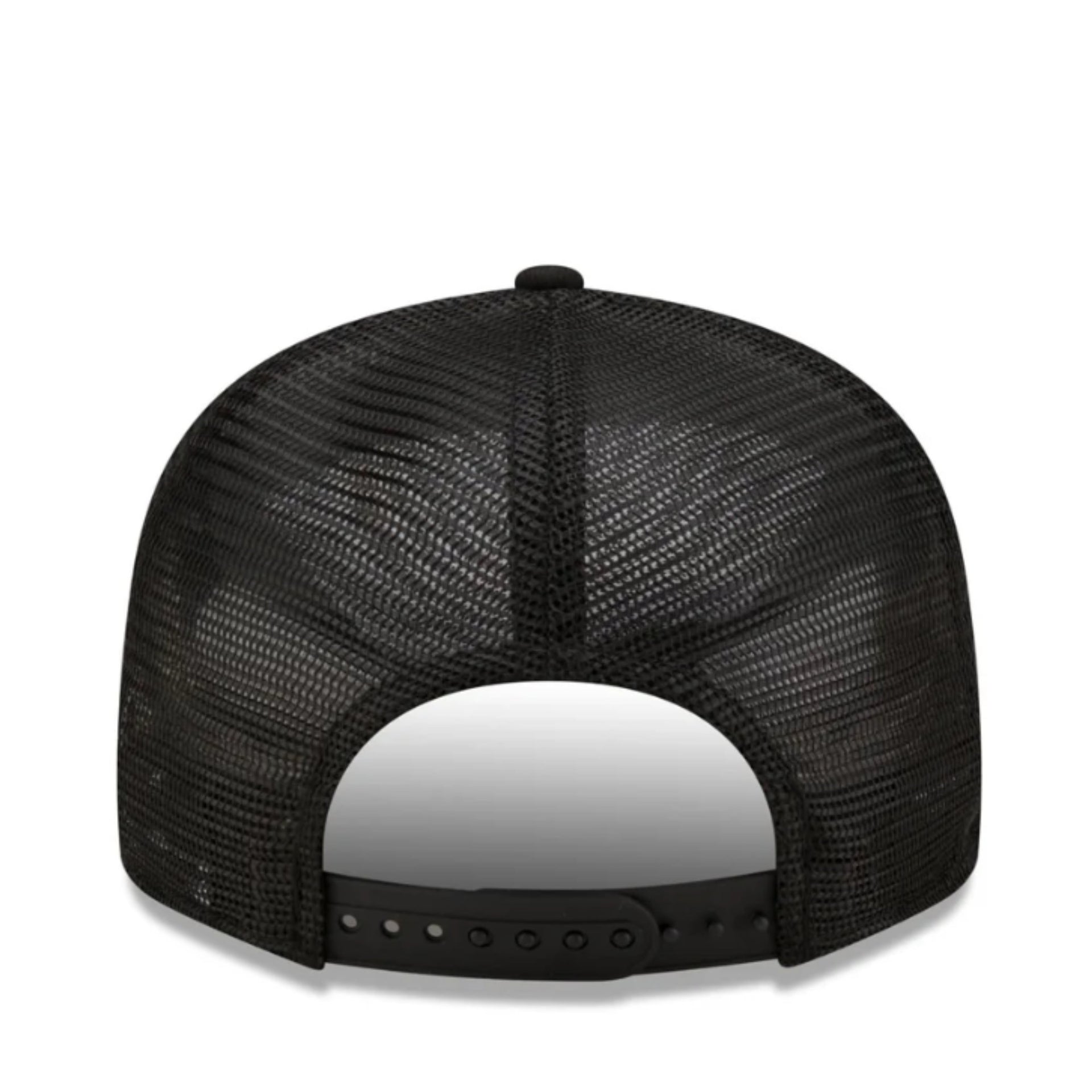 Back View of New Era Denver Broncos Black White 9FIFTY Trucker Snapback Hat
