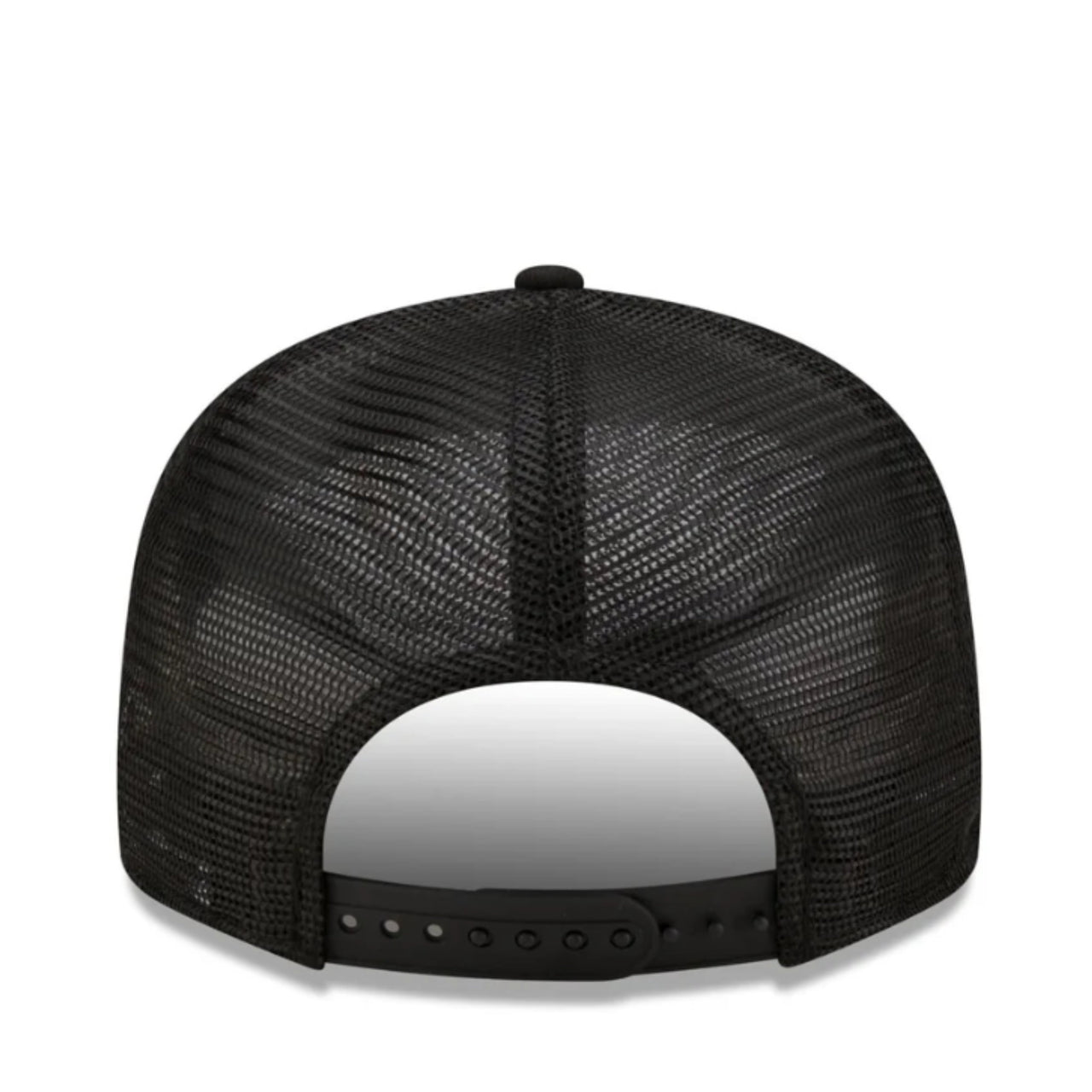 Back View of New Era Los Angeles Rams Black White 9FIFTY Trucker Snapback Hat