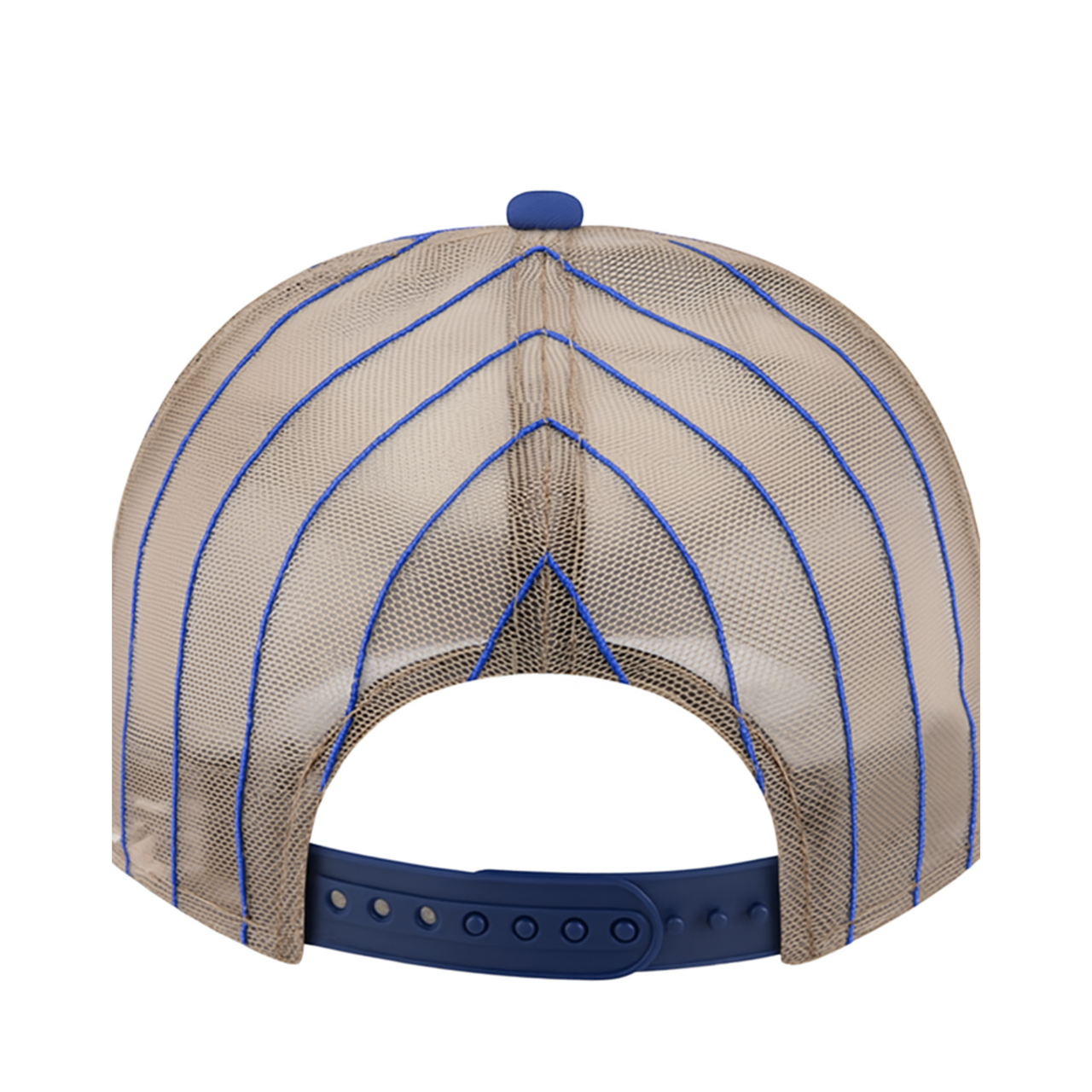 Back of New Era Los Angeles Dodgers Royal Vintage Arched Foam Front 9FIFTY A-Frame Adjustable Trucker Hat