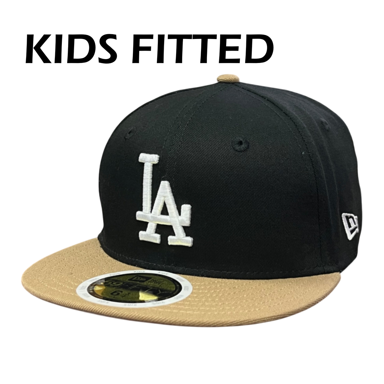 YOUTH Los Angeles Dodgers Black Khaki Algodon 59FIFTY Fitted Hat