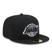New Era Los Angeles Lakers Black 59FIFTY Fitted Hat front right view